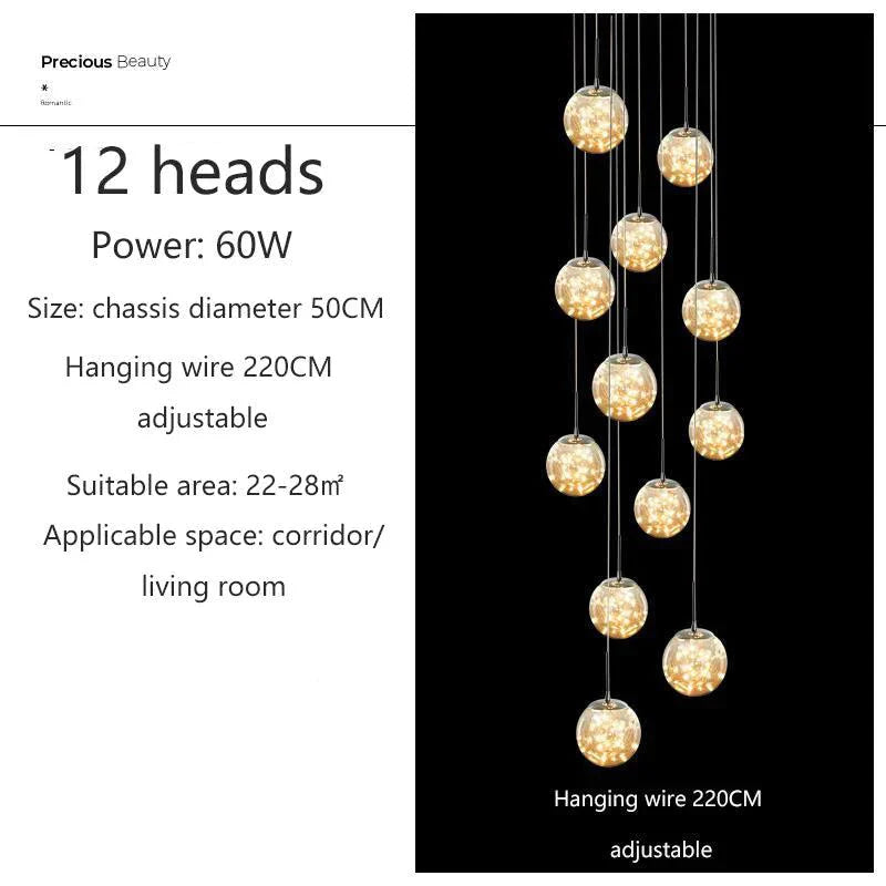 Luminaire Suspension verre et cristal – Référence : Kaïra5723-Luminaire Suspendu - Nexa Lights
