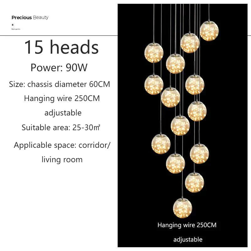 Luminaire Suspension verre et cristal – Référence : Kaïra5723-Luminaire Suspendu - Nexa Lights