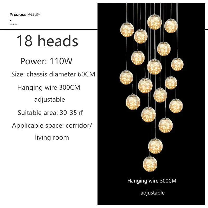 Luminaire Suspension verre et cristal – Référence : Kaïra5723-Luminaire Suspendu - Nexa Lights