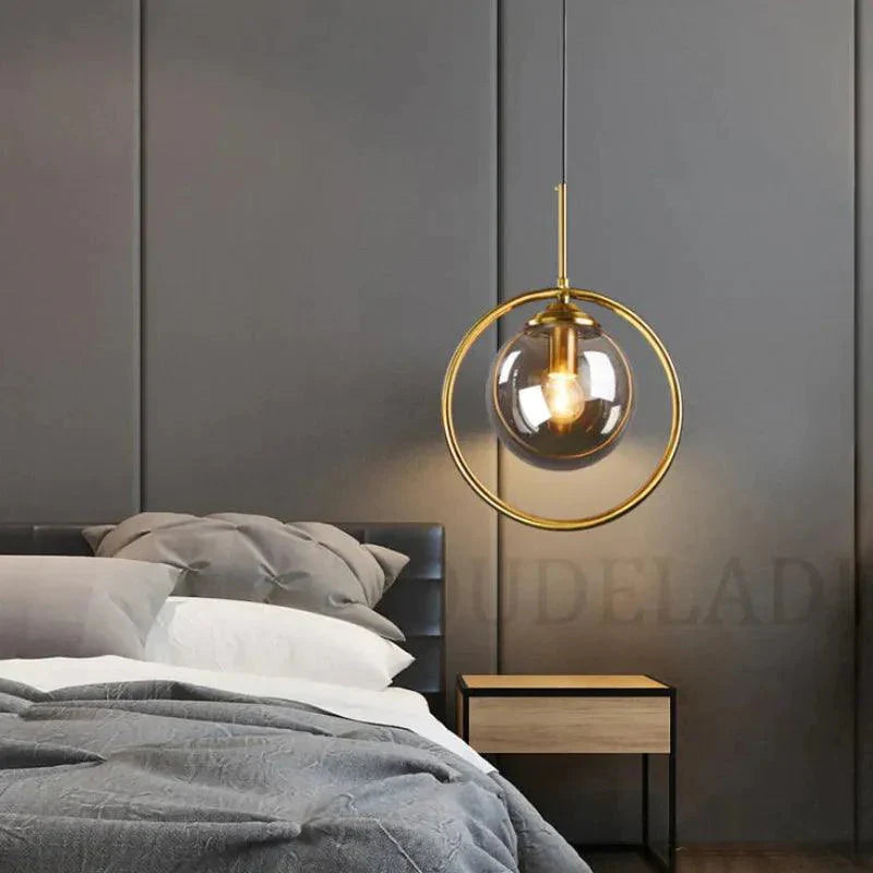 Luminaire Suspension verre fumé et laiton – Référence : Aelion5723-Luminaire Suspendu - Nexa Lights