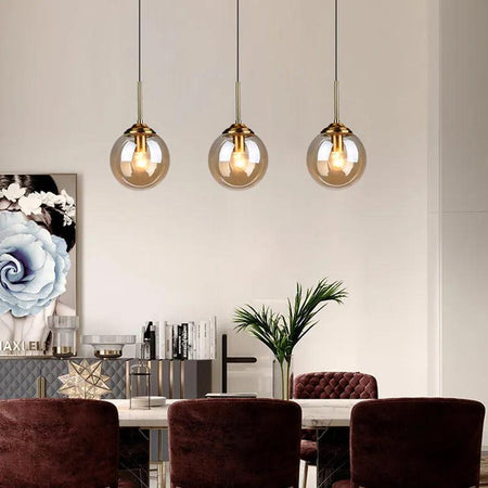 Luminaire Suspension verre fumé et laiton – Référence : Aelion5723-Luminaire Suspendu - Nexa Lights