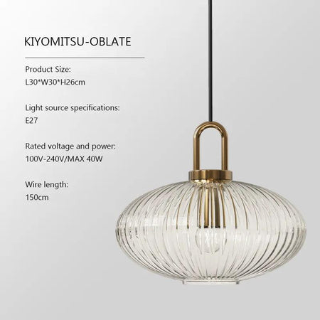Luminaire Suspension verre strié doré – Référence : Maelis4592-Luminaire Suspendu - Nexa Lights