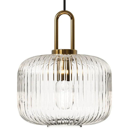 Luminaire Suspension verre strié doré – Référence : Maelis4592-Luminaire Suspendu - Nexa Lights