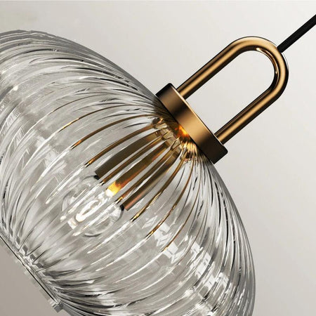 Luminaire Suspension verre strié doré – Référence : Maelis4592-Luminaire Suspendu - Nexa Lights