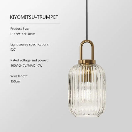 Luminaire Suspension verre strié doré – Référence : Maelis4592-Luminaire Suspendu - Nexa Lights