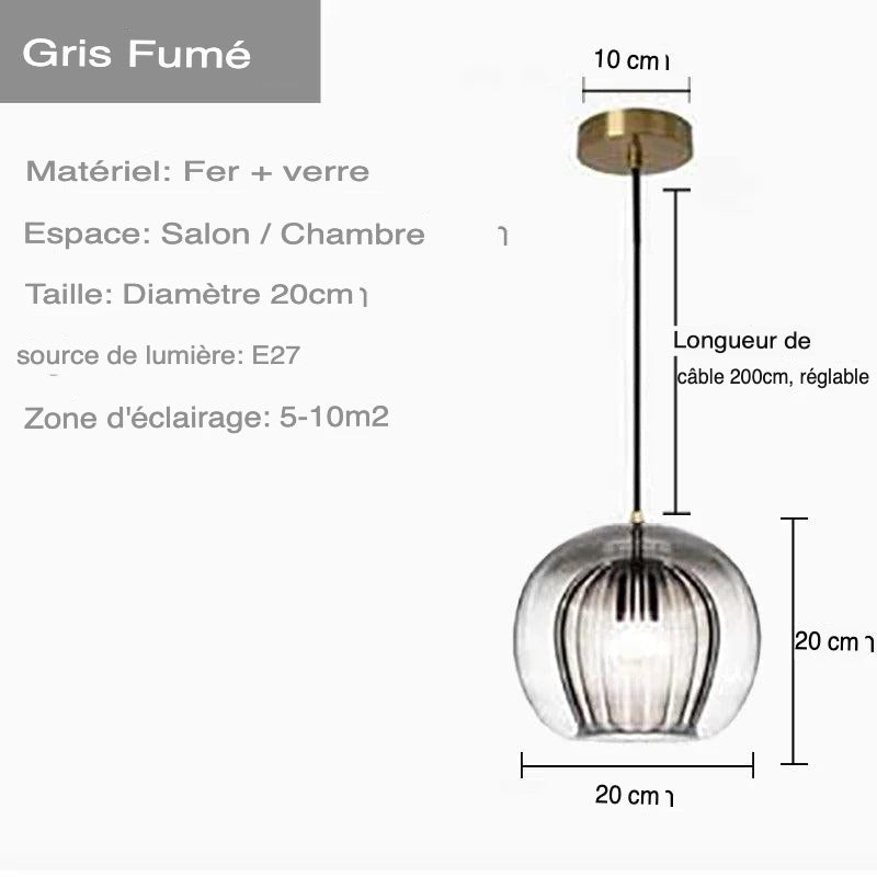 Luminaire Suspension verre transparent avec accents dorés – Référence : Ilyan4732-Luminaire Suspendu - Nexa Lights