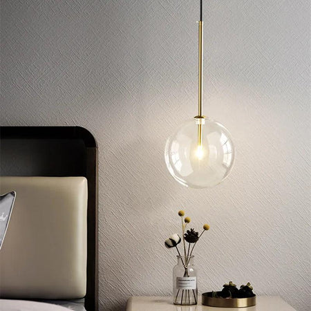 Luminaire Suspension verre transparent avec support en laiton – Référence : Marisette4823-Luminaire Suspendu - Nexa Lights