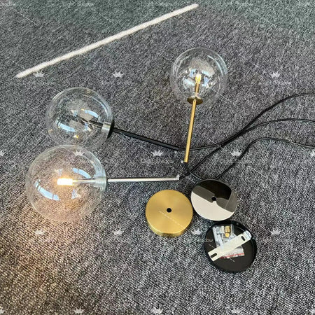 Luminaire Suspension verre transparent avec support en laiton – Référence : Marisette4823-Luminaire Suspendu - Nexa Lights