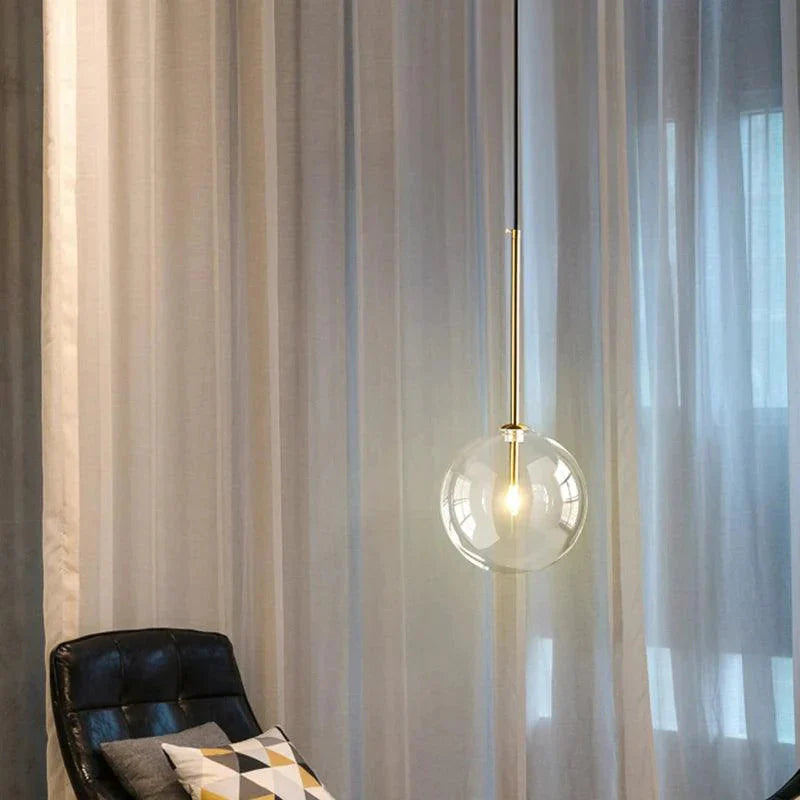 Luminaire Suspension verre transparent avec support en laiton – Référence : Marisette4823-Luminaire Suspendu - Nexa Lights