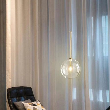 Luminaire Suspension verre transparent avec support en laiton – Référence : Marisette4823-Luminaire Suspendu - Nexa Lights
