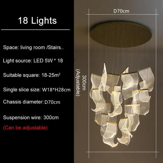 Luminaire Suspension voiles flottantes dorées – Référence : Maelis4723-Luminaire Suspendu - Nexa Lights