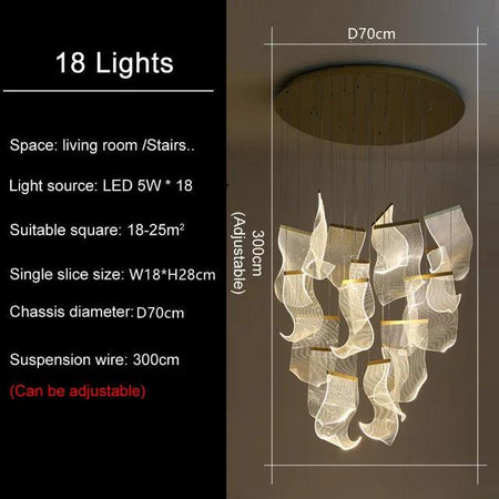 Luminaire Suspension voiles flottantes dorées – Référence : Maelis4723-Luminaire Suspendu - Nexa Lights