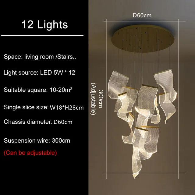 Luminaire Suspension voiles flottantes dorées – Référence : Maelis4723-Luminaire Suspendu - Nexa Lights
