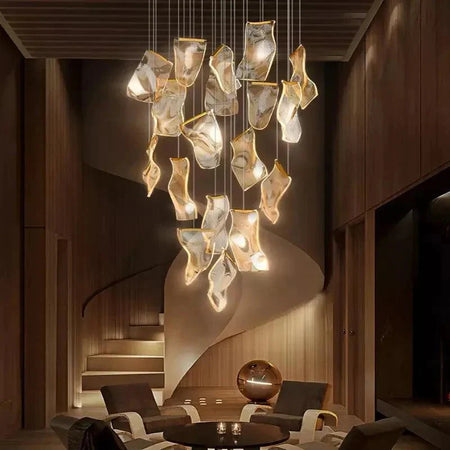 Luminaire Suspension voiles flottantes dorées – Référence : Maelis4723-Luminaire Suspendu - Nexa Lights