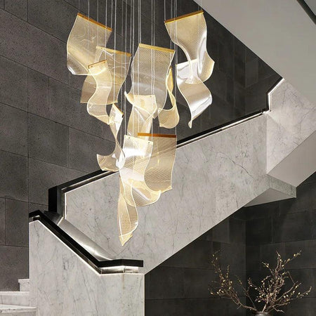 Luminaire Suspension voiles flottantes dorées – Référence : Maelis4723-Luminaire Suspendu - Nexa Lights