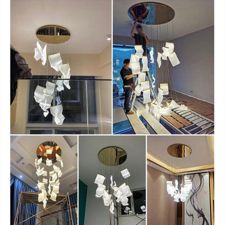 Luminaire Suspension voiles flottantes dorées – Référence : Maelis4723-Luminaire Suspendu - Nexa Lights