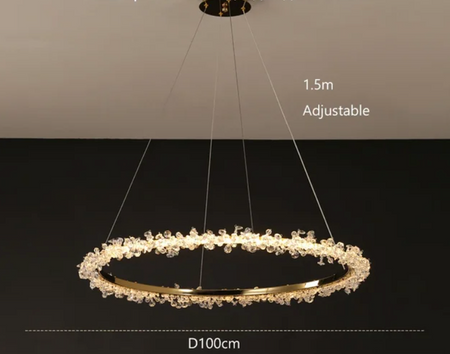 Suspendu Design : Multiples Anneaux Lumineux en Laiton et Cristal-Luminaire Suspendu - Nexa Lights