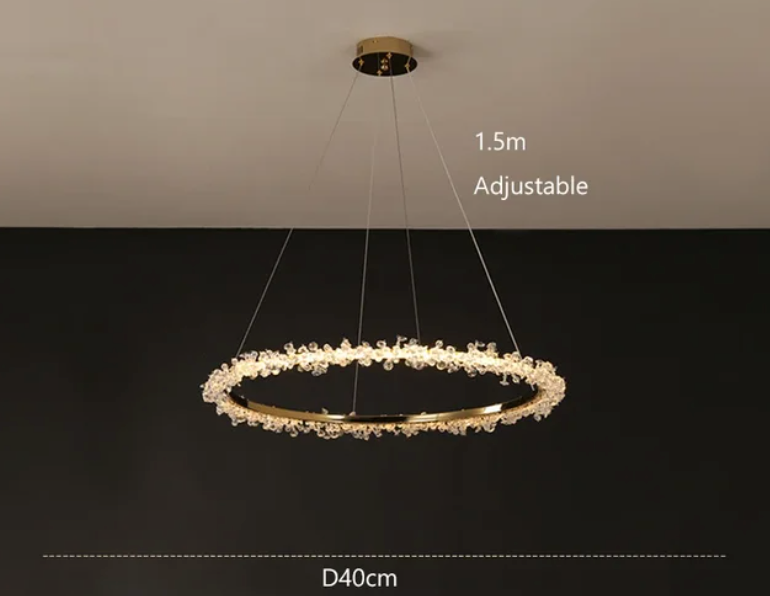 Suspendu Design : Multiples Anneaux Lumineux en Laiton et Cristal-Luminaire Suspendu - Nexa Lights