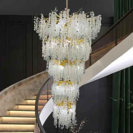 Luminaire Lustre éclats de cristal doré – Référence : Melian8371-ILLUMEEN.COM