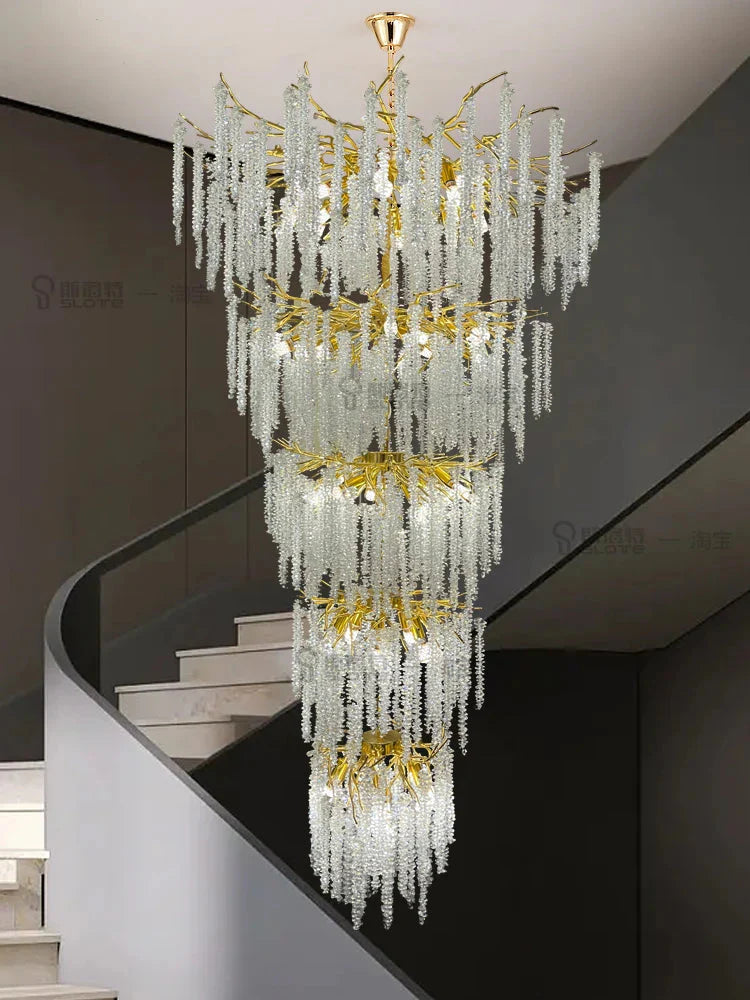 Luminaire Lustre éclats de cristal doré – Référence : Melian8371-ILLUMEEN.COM