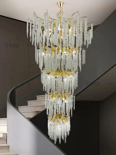Luminaire Lustre éclats de cristal doré – Référence : Melian8371-ILLUMEEN.COM