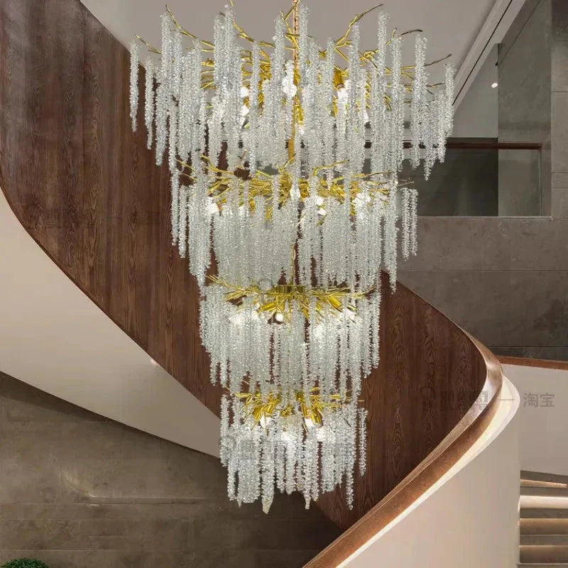 Luminaire Lustre éclats de cristal doré – Référence : Melian8371-ILLUMEEN.COM