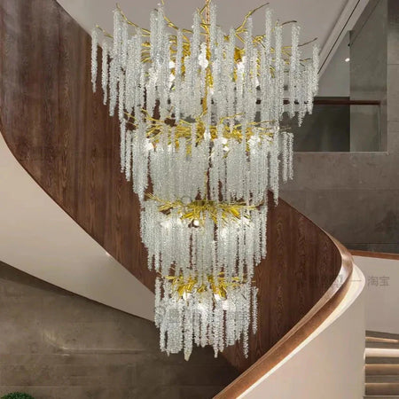 Luminaire Lustre éclats de cristal doré – Référence : Melian8371-ILLUMEEN.COM
