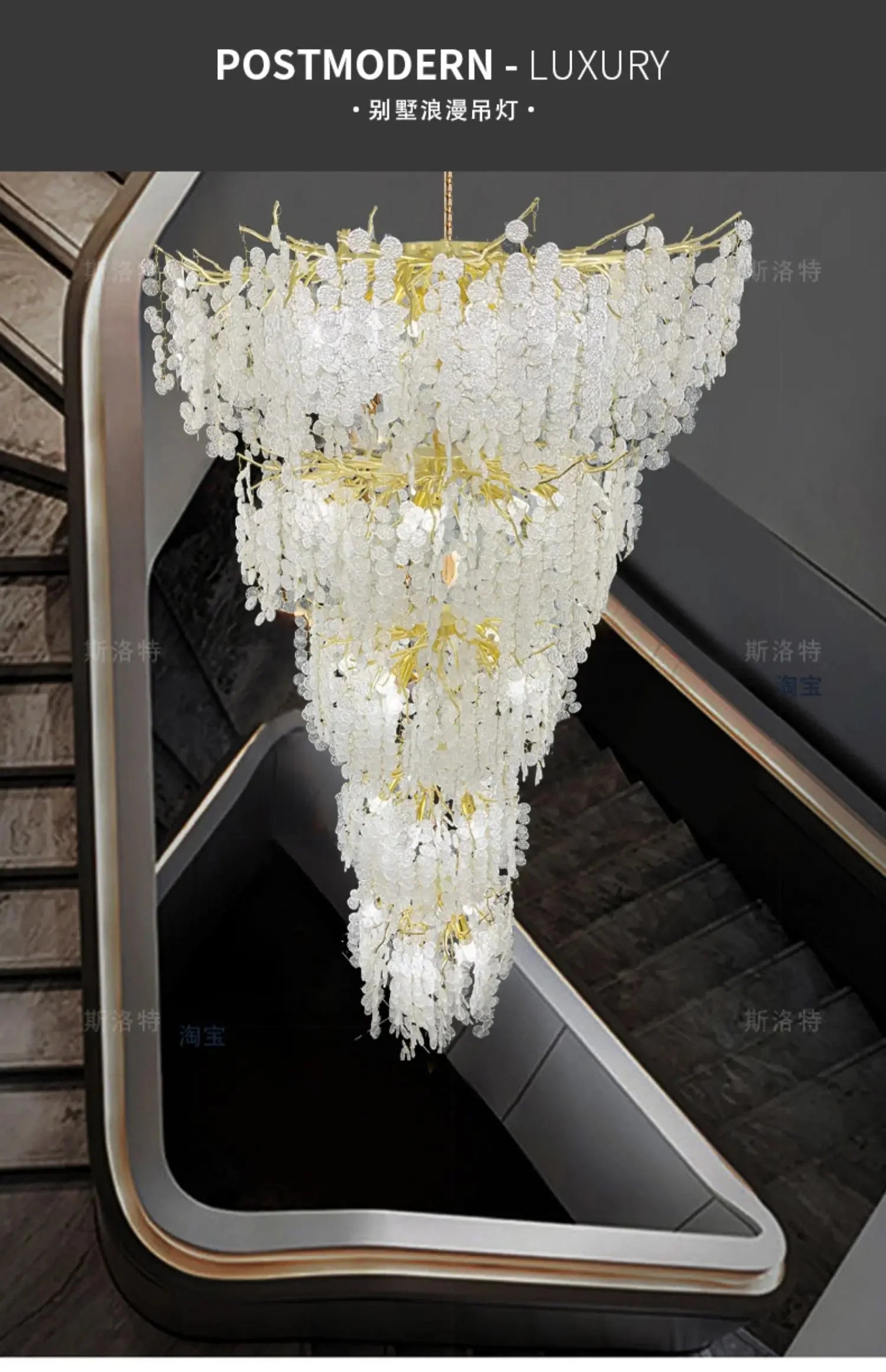 Luminaire Lustre éclats de cristal doré – Référence : Melian8371-ILLUMEEN.COM