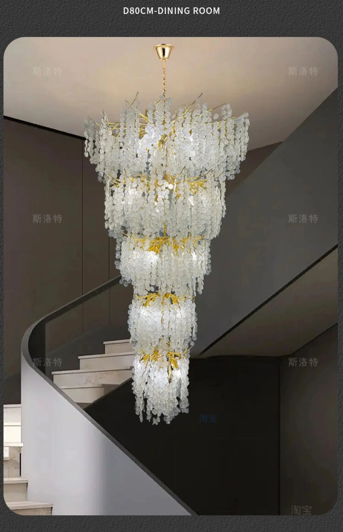 Luminaire Lustre éclats de cristal doré – Référence : Melian8371-ILLUMEEN.COM