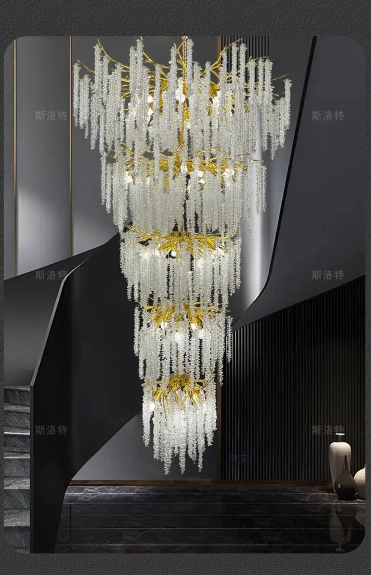 Luminaire Lustre éclats de cristal doré – Référence : Melian8371-ILLUMEEN.COM