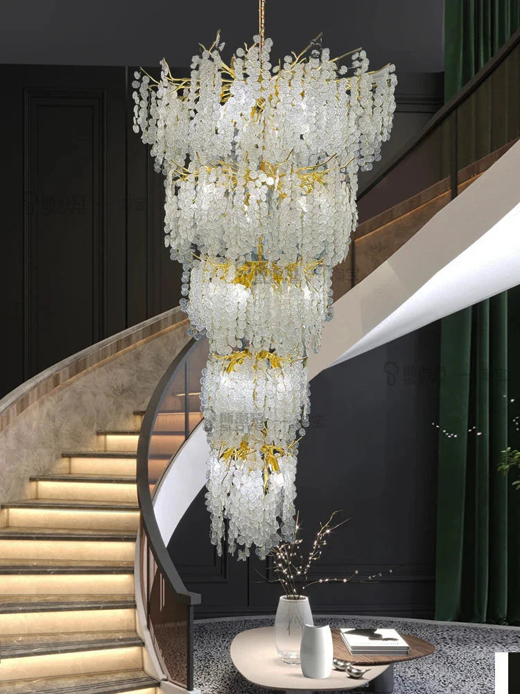 Luminaire Lustre éclats de cristal doré – Référence : Melian8371-ILLUMEEN.COM