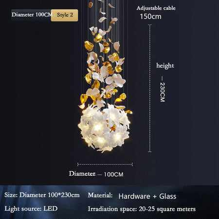 Luminaire Lustre fleurs volantes en cristal – Référence : Aelion3847-ILLUMEEN.COM