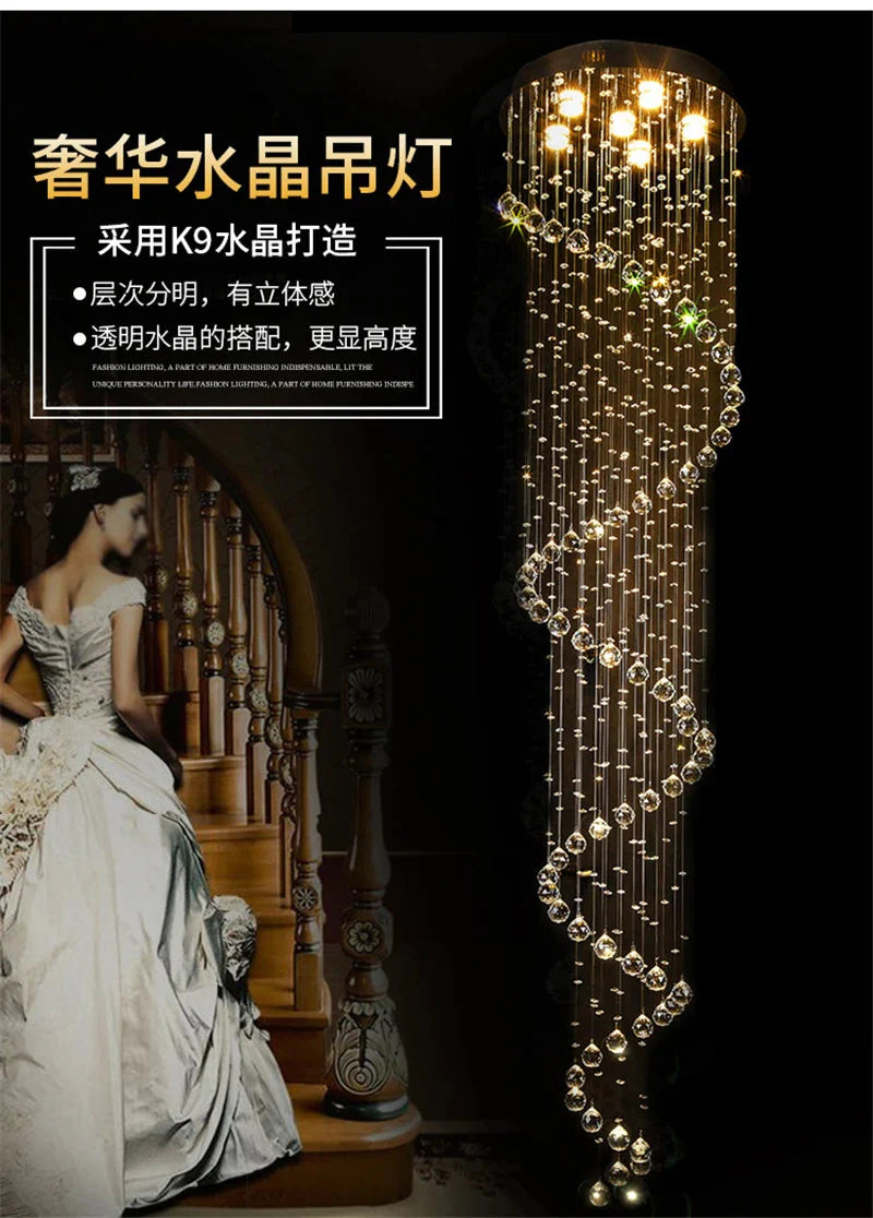 Luminaire Lustre design spirale en cristal – Référence : Elowen3847-ILLUMEEN.COM