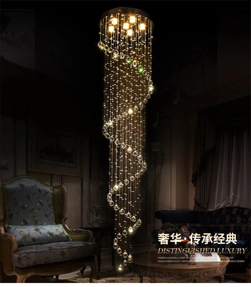 Luminaire Lustre design spirale en cristal – Référence : Elowen3847-ILLUMEEN.COM