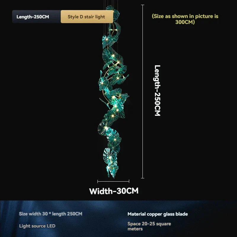 Luminaire Lustre en Verre Vert et Cuivre Poli – Référence : Sélène3841-ILLUMEEN.COM