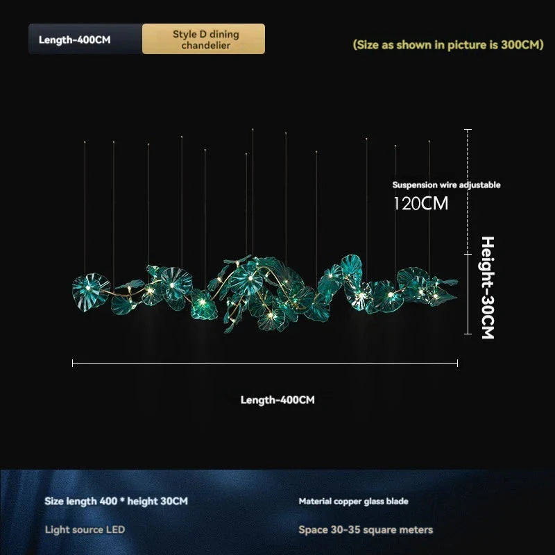 Luminaire Lustre en Verre Vert et Cuivre Poli – Référence : Sélène3841-ILLUMEEN.COM
