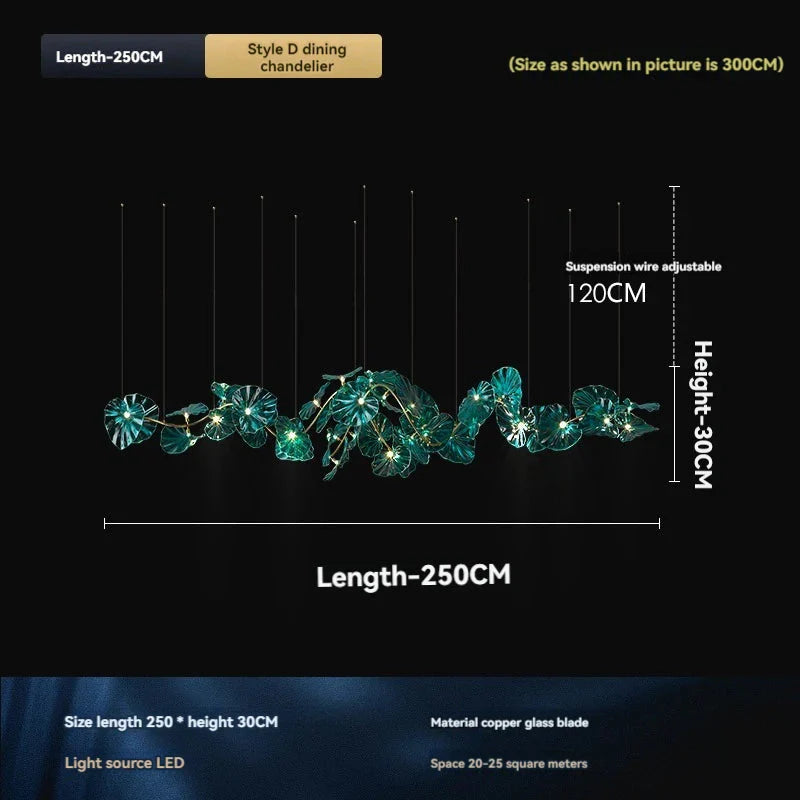 Luminaire Lustre en Verre Vert et Cuivre Poli – Référence : Sélène3841-ILLUMEEN.COM