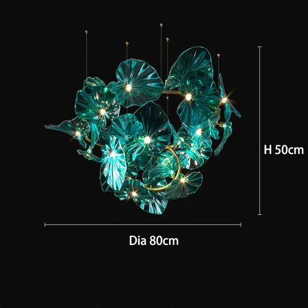 Luminaire Lustre en Verre Vert et Cuivre Poli – Référence : Sélène3841-ILLUMEEN.COM