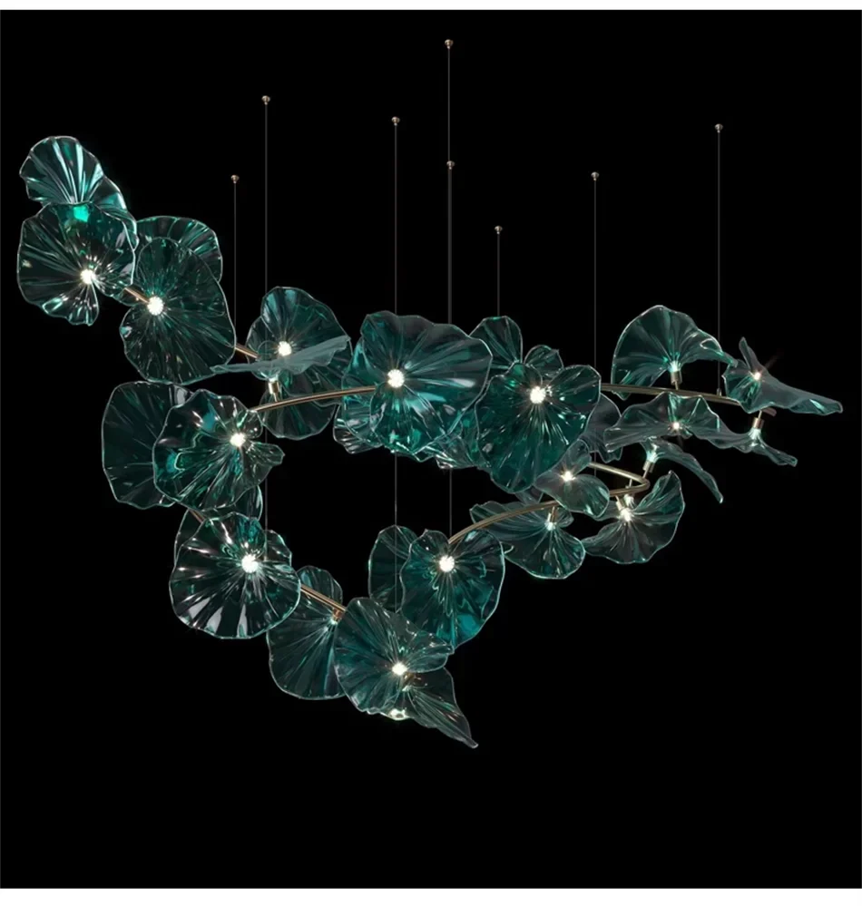 Luminaire Lustre en Verre Vert et Cuivre Poli – Référence : Sélène3841-ILLUMEEN.COM