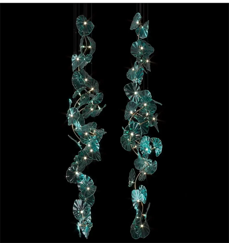 Luminaire Lustre en Verre Vert et Cuivre Poli – Référence : Sélène3841-ILLUMEEN.COM