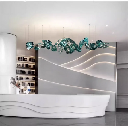 Luminaire Lustre en Verre Vert et Cuivre Poli – Référence : Sélène3841-ILLUMEEN.COM