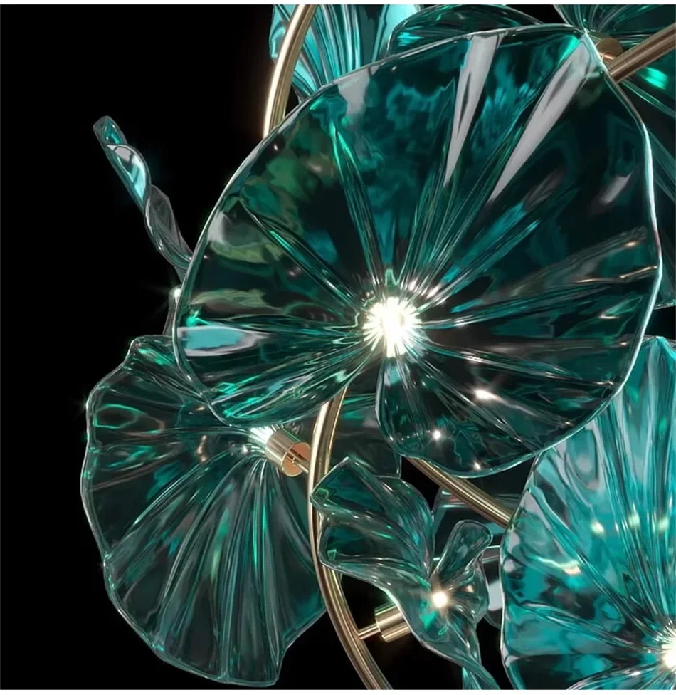 Luminaire Lustre en Verre Vert et Cuivre Poli – Référence : Sélène3841-ILLUMEEN.COM