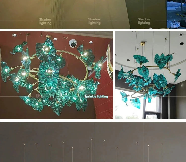 Luminaire Lustre en Verre Vert et Cuivre Poli – Référence : Sélène3841-ILLUMEEN.COM