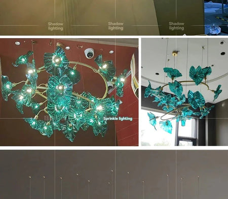 Luminaire Lustre en Verre Vert et Cuivre Poli – Référence : Sélène3841-ILLUMEEN.COM