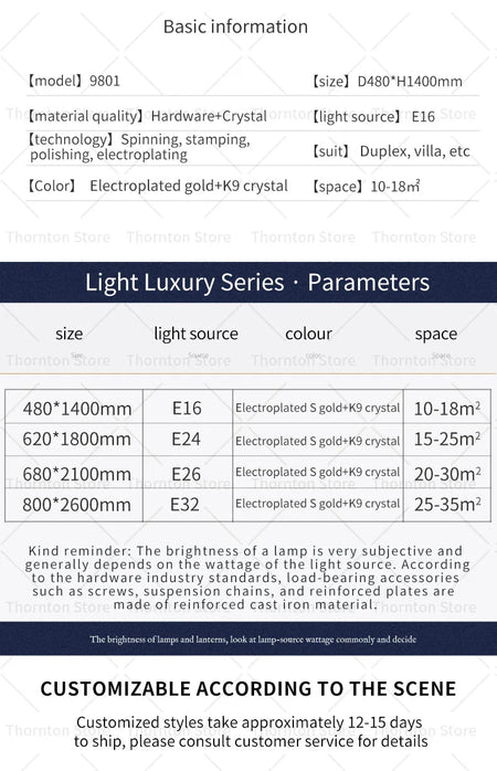 Luminaire Lustre design aérien en cristal – Référence : Elowen8374-ILLUMEEN.COM
