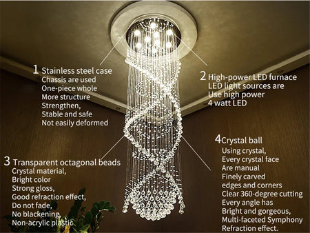Luminaire Lustre design aérien en cristal – Référence : Aelienne7834-ILLUMEEN.COM