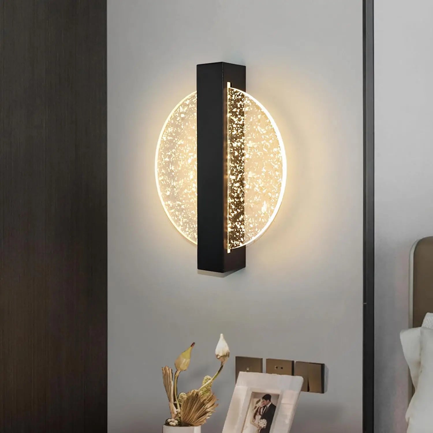 Luminaire Applique Murale Ronde Noire – Référence: Aya1045-ILLUMEEN.COM