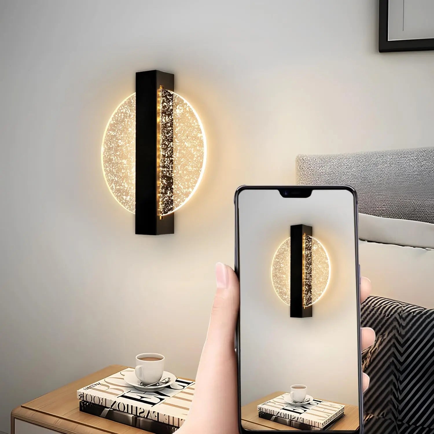 Luminaire Applique Murale Ronde Noire – Référence: Aya1045-ILLUMEEN.COM