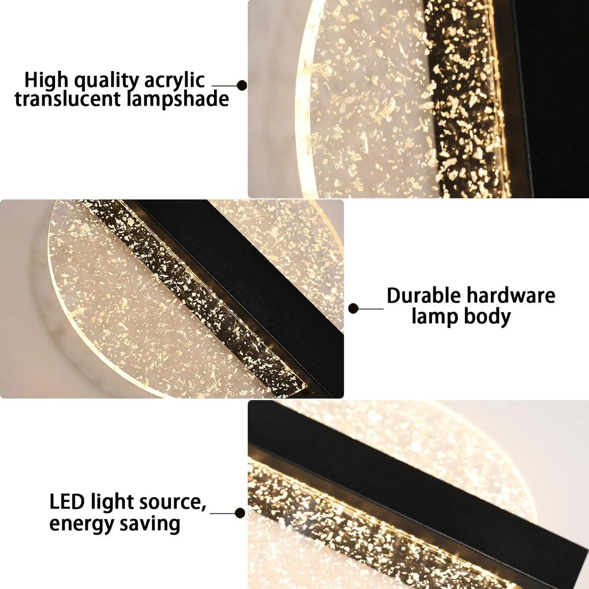 Luminaire Applique Murale Ronde Noire – Référence: Aya1045-ILLUMEEN.COM