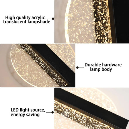 Luminaire Applique Murale Ronde Noire – Référence: Aya1045-ILLUMEEN.COM